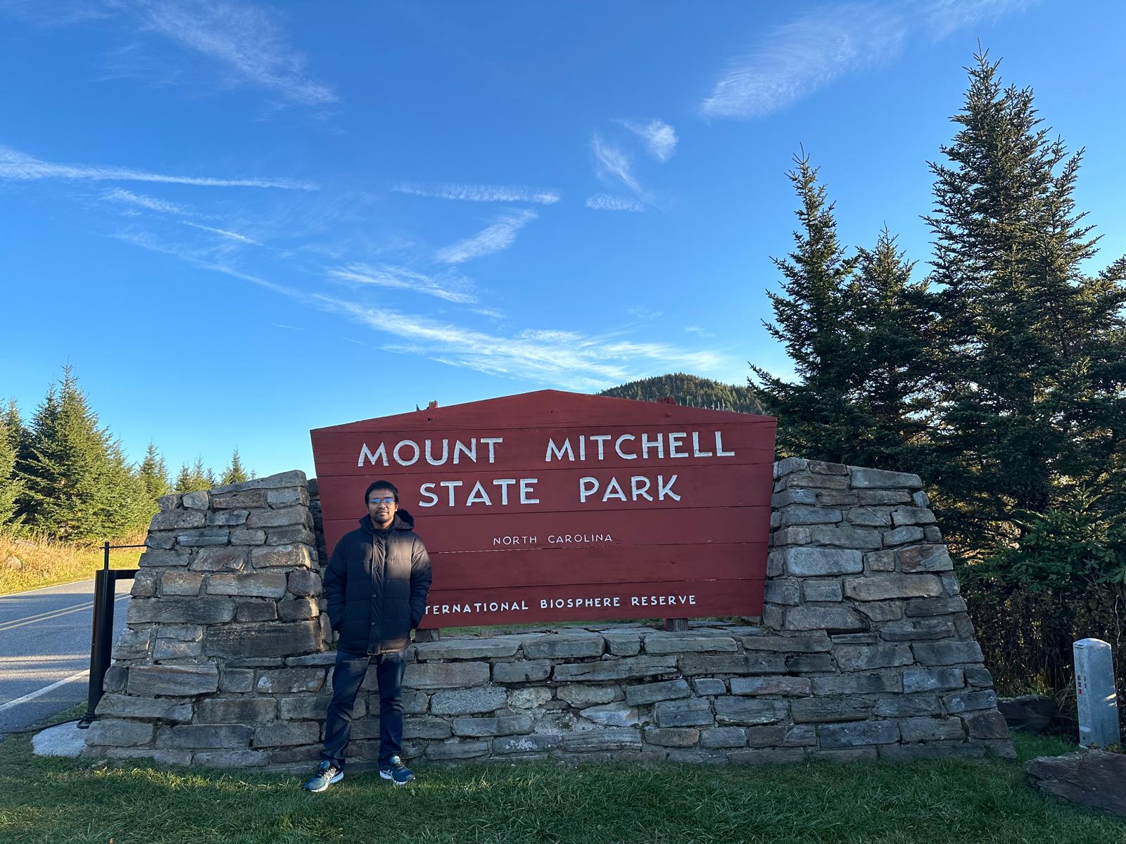 At the Mount Mitchell State Park sign